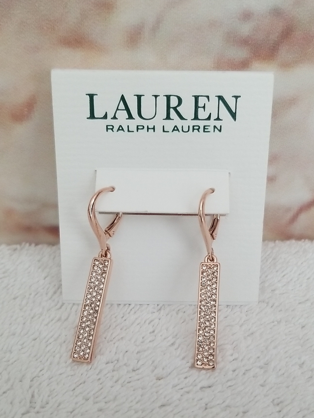 New Ralph Lauren Pave Bar Earrings